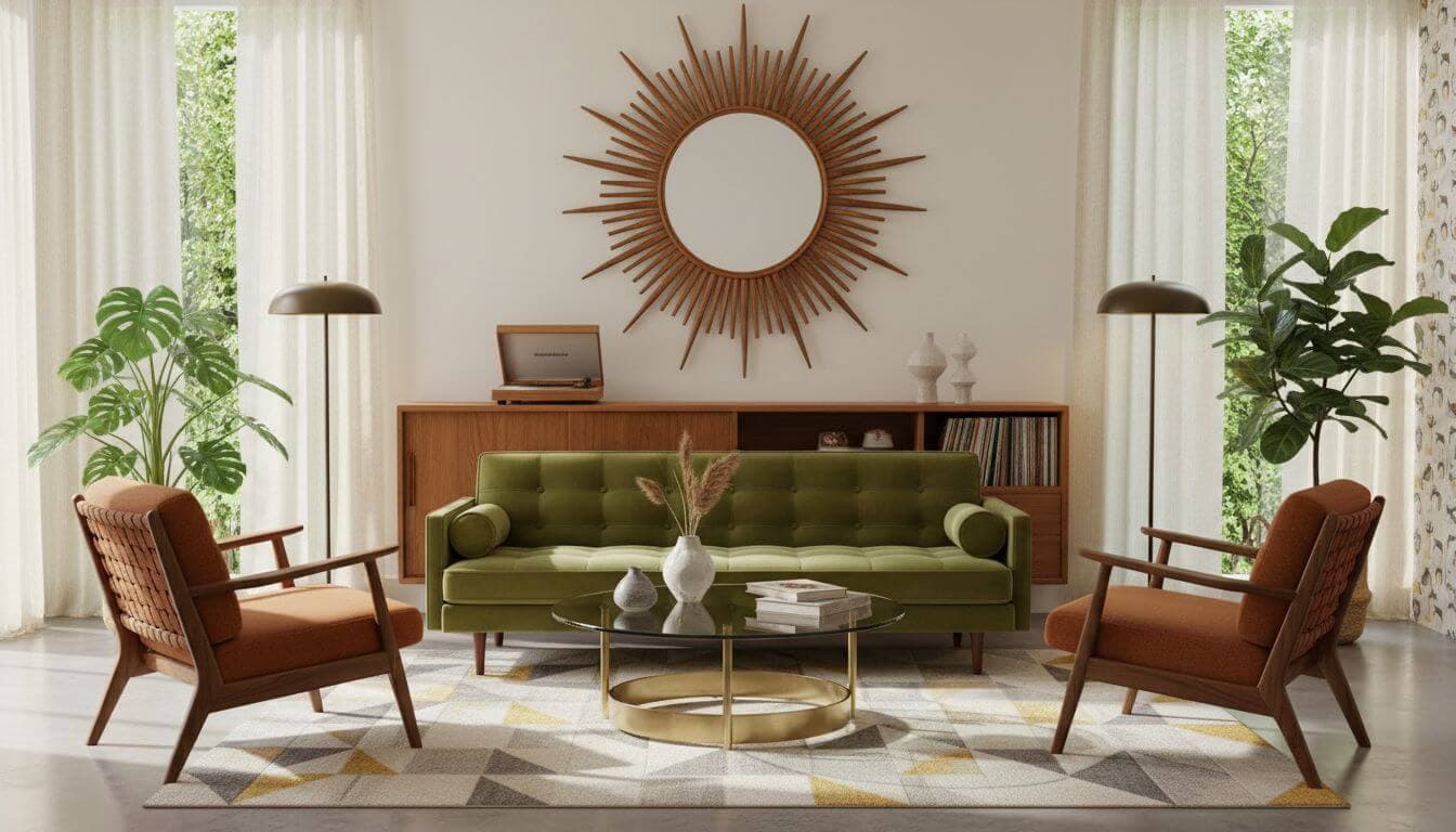 Mid-Century Modern interior design generated by AI