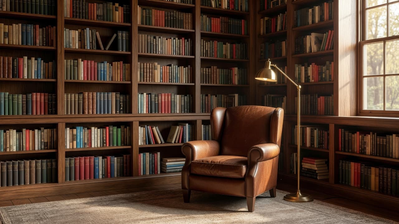 AI Home Library Design: Reading Nook and Book Wall Ideas