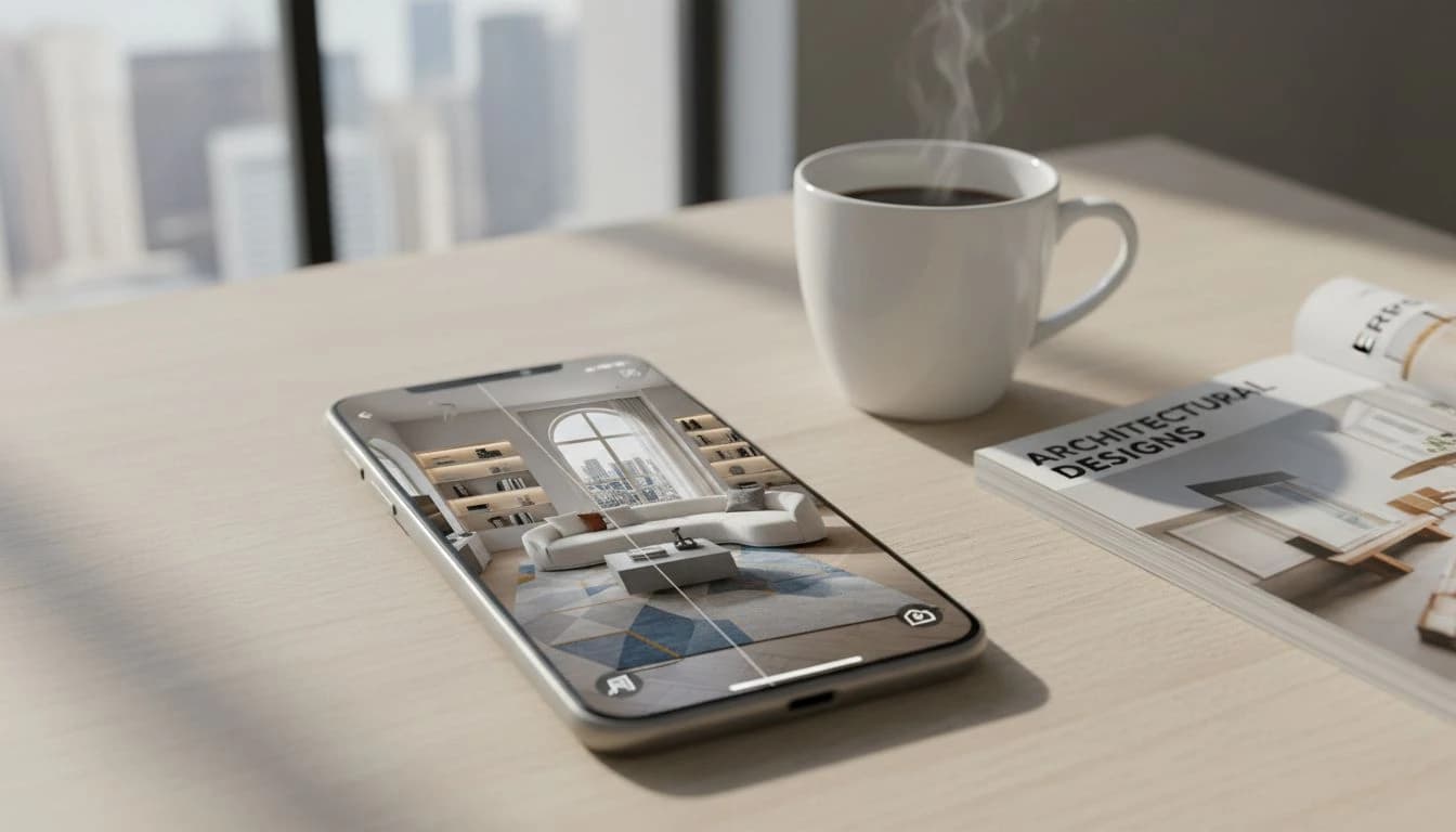 Best free AI interior design app 2026 — smartphone showing DecorAI redesigning a modern living room