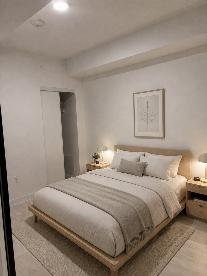 Bedroom reimagined by AI in a Scandinavian-inspired style