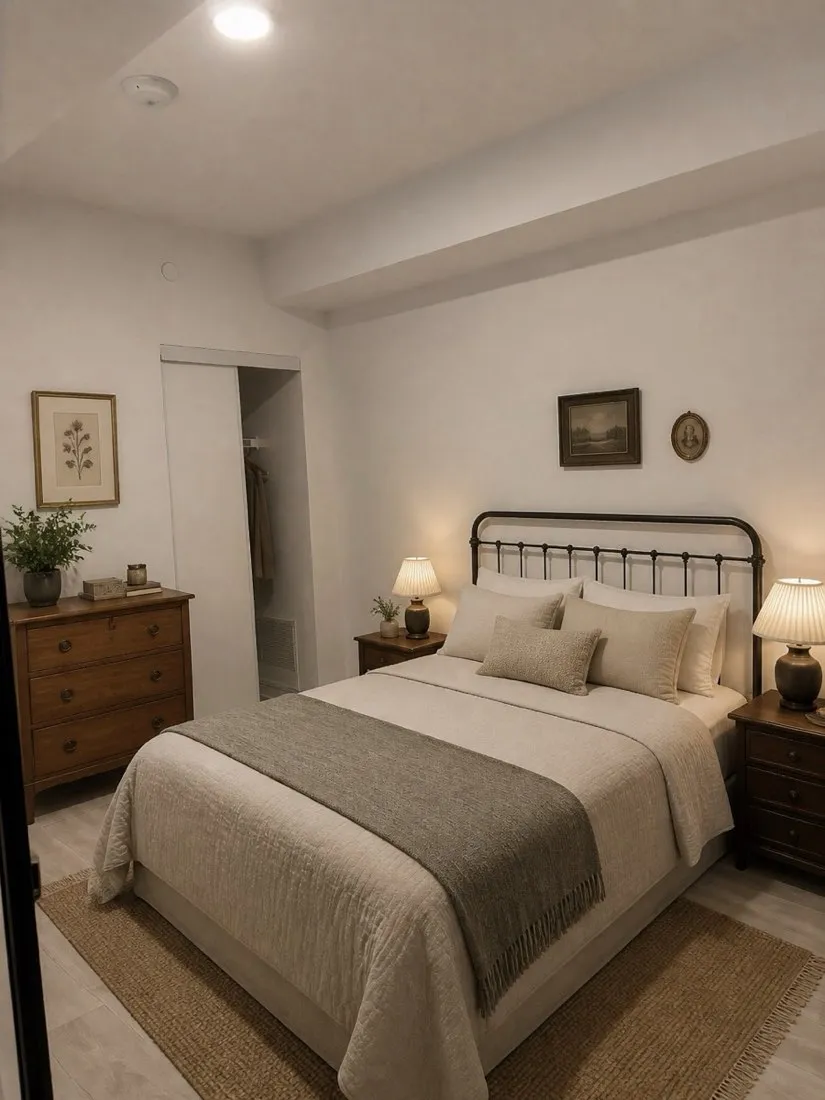 Bedroom reimagined by AI in a vintage-inspired style