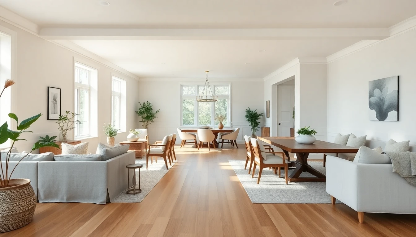 AI paint color picker showing whole-home coordination with warm white walls and cohesive cream and warm gray tones across living and dining