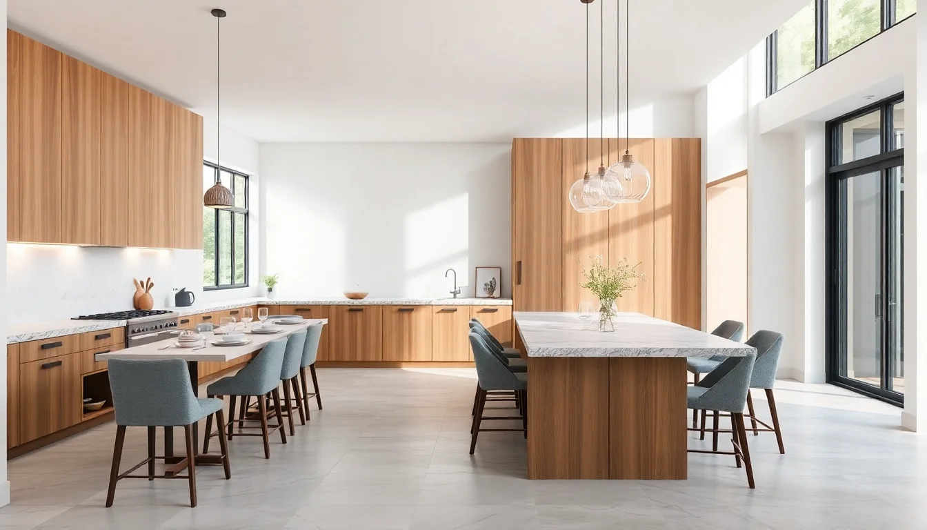 AI design house plan concept showing a kitchen and dining area with strong zoning and natural light