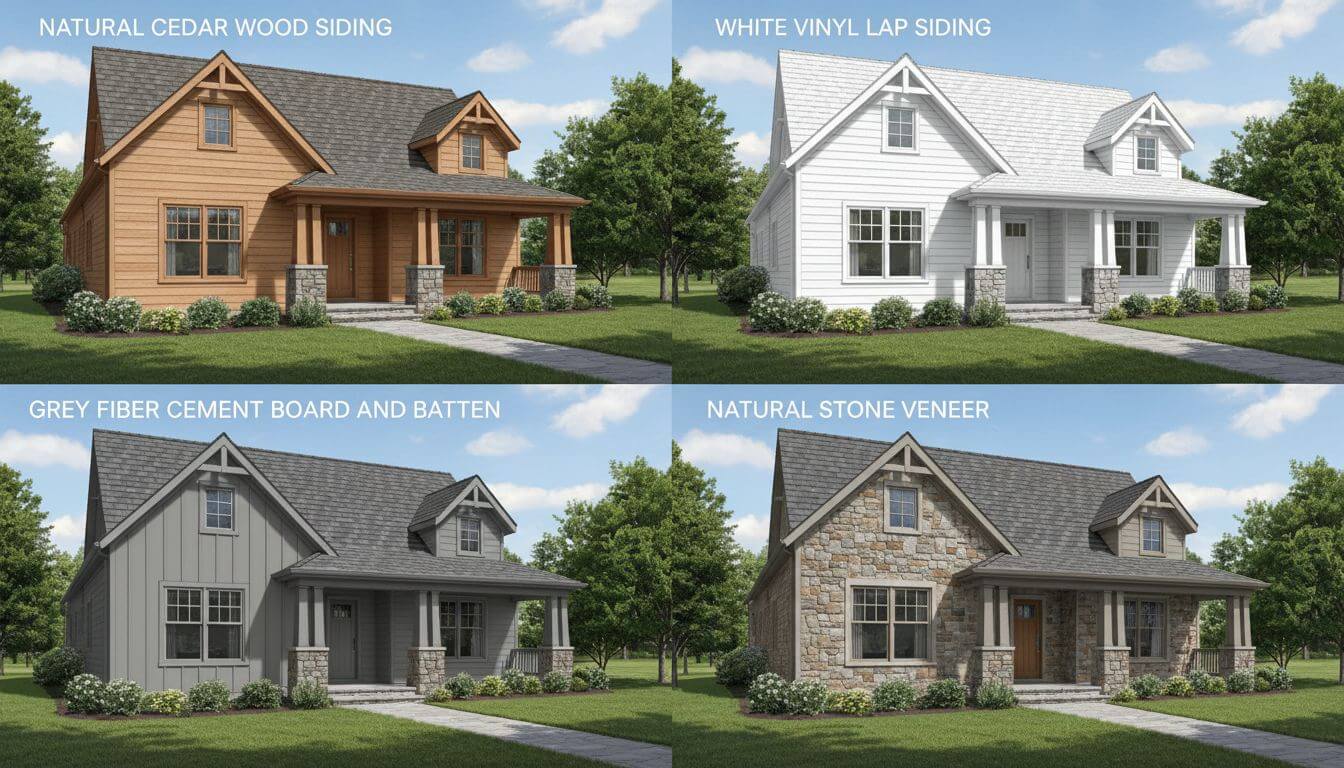 Comparison of different siding materials on house exteriors