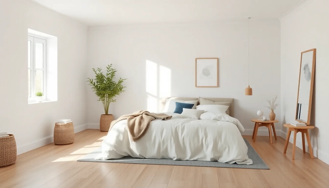 AI interior generator creating a Scandinavian bedroom with light oak floors and soft daylight