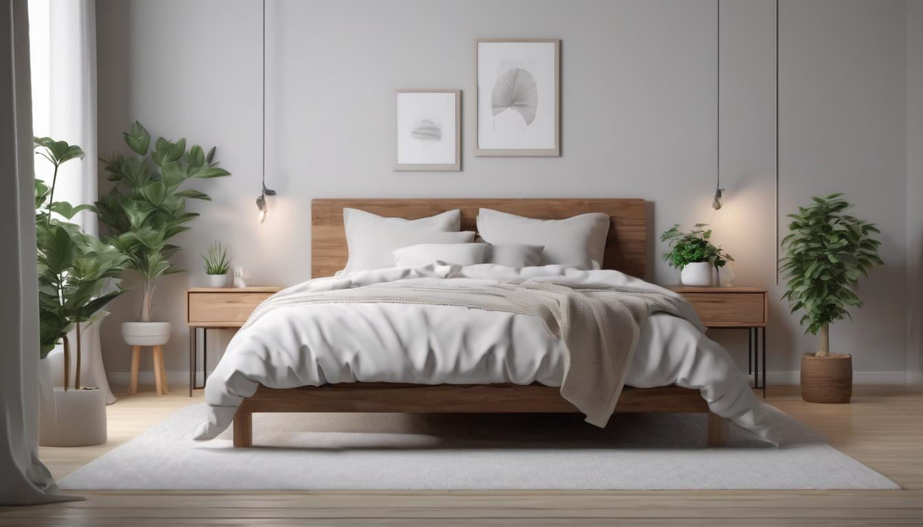 Cozy bedroom designed with AI interior design showing warm minimalist style with natural morning light
