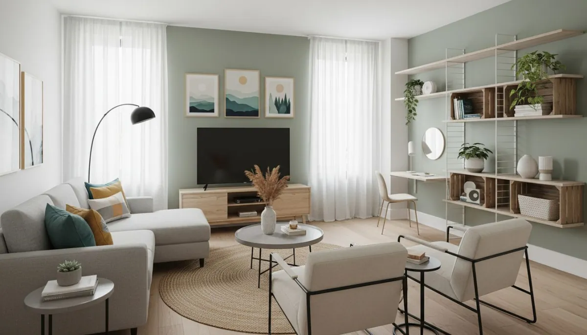 AI interior design renters budget plan showing phased no-renovation room upgrades