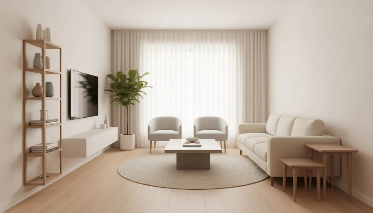 AI room layout planner small living room flow with decorai and balanced furniture placement