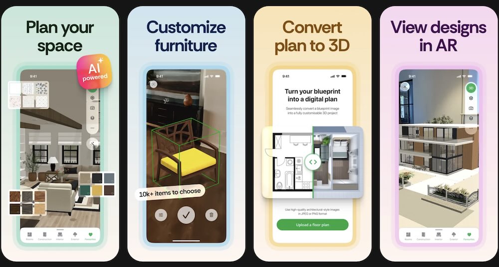 Planner 5D interface showing a 3D floor plan view