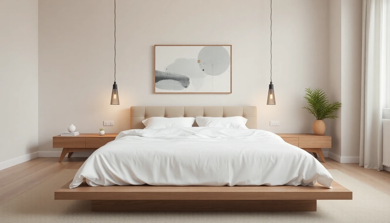 AI decorate my room free bedroom makeover showing modern minimalist style with neutral tones