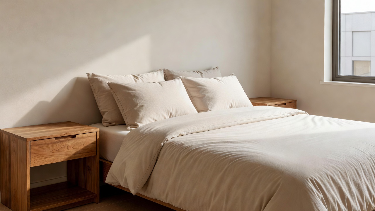 Accurate AI interior design of a modern bedroom that preserves the original room geometry and window position with realistic textures and morning light