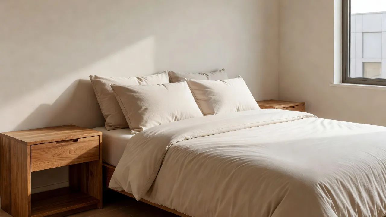 Design de interiores com IA preciso de um quarto moderno que preserva a geometria original da divisão e a posição da janela com texturas realistas e luz da manhã